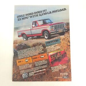 1981 Ford F150 Pickup Truck Print Ad Vintage Collector Display Garage Art F100